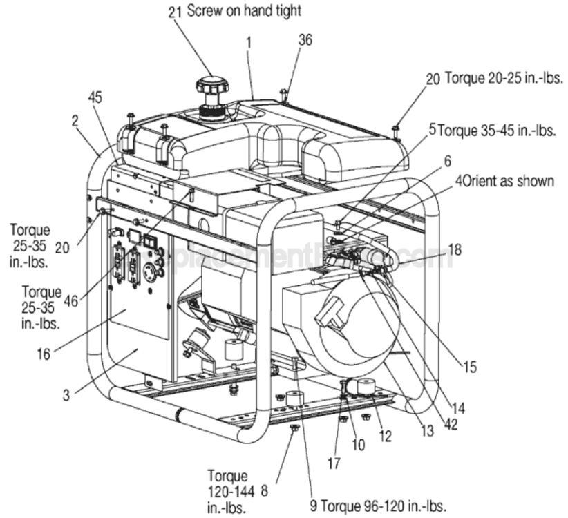 Page A Diagram and Parts List for H451CS-W Type 3 Porter Cable Generator